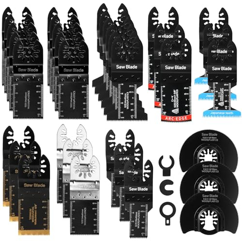 JOYBOY 34Pezzi Lame Utensile Multifunzione,Accessori per Utensili Oscillanti,Lame Multifunzione per Metallo,Legno,Chiodi,Viti,Taglio Ad Immersione