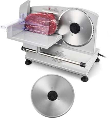 VEVOR Meat Slicer, 6.7 Electric Deli Slicer Machine with 2 SUS420 Blades, 0-0.6 inch Adjustable Thickness, 150W Home Food-Slicer for Meat, Ham, Baguett, Steak, ETL Approved
