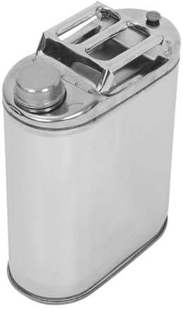Seau en Acier Inoxydable 10l Argenté avec Poignée et Bec Verseur | Fut Inox 10l, Réservoir Eau Inox, Jerrican Acier, pour Navigation et Voyage Extérieur