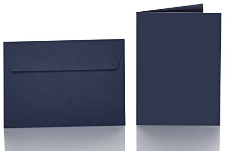 Paper24 25 Faltkarten blanko mit Umschlag 120x170 mm, Briefumschläge B6, Doppelkarten mit Umschlag sind ideal für Geburtstag in Dunkelblau