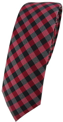 TigerTie - schmale Krawatte Schlips in kariert gemustert (4,5 cm)