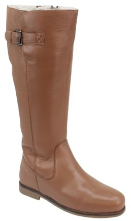 Chums Ladies Leather Zip Boots with Sherpa Fleece Lining | Adjustable Buckle, and Side Zip, Warm and Stylish Winter Footwear