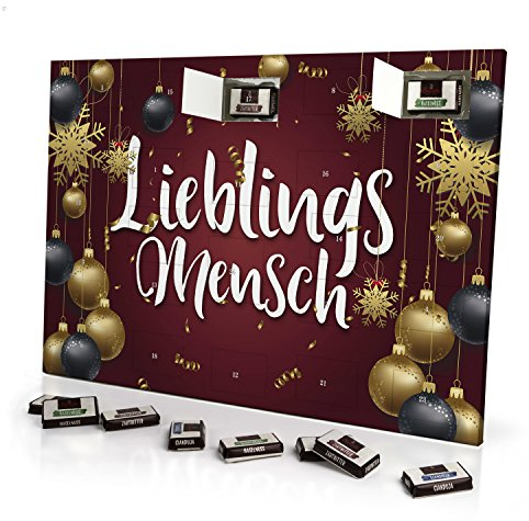 printplanet - Adventskalender Lieblingsmensch - mit Schokolade - Design Weihnachtskalender, Schoko-Adventskalender mit Spruch - 2025