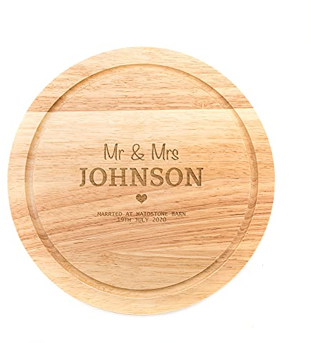 Personalised Wedding Anniversary Gift - Engraved Cheese or Chopping Board - Round WOOD and SLATE Available - Valentines gifts