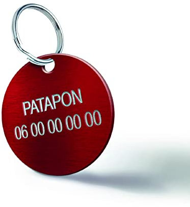 Hundemarke zur Personalisierung für Hunde und Katzen - Gravierte, Personalisierbare Medaille - 7 Farben Verfügbar (Groß Rund-32 mm, Rot)