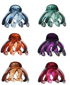 Zac's Alter Ego 6 Pieces 4.2cm Octopus Hair Claw Clips - Non-slip Jaw Clips Medium Hair Clamps for Thick Curly Long Hair, Wide Grip Hair Accessories for Women Girls