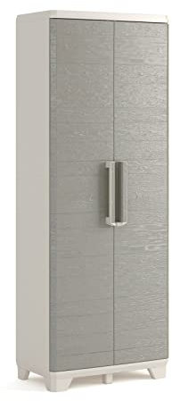 Keter, Wood Grain, Armario Alto, Color Beige con Puertas Textura Madera, 182 x 68 x 39 cm