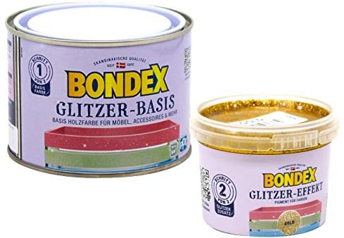 Bondex Glitzerfarbe Glitter-Wandfarbe zum Streichen 0,6L, Holz-Möbelfarbe mit Glitzer-Effekt zur kreativen Gestaltung Innen (gold, sandrose)
