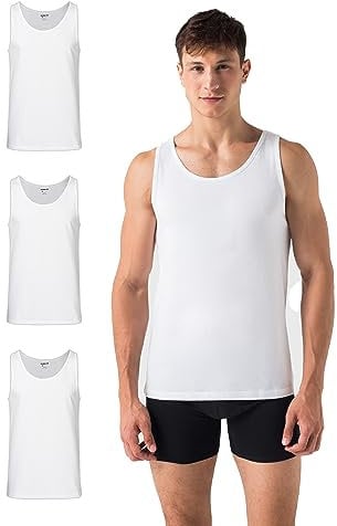 Burnell & Son - Unterhemd Herren 3er Pack - Tank Top Achselshirts aus Stretch Baumwolle - Herren Unterhemden Slim Fit in Weiss und Schwarz - Tanktop