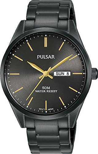 Pulsar Herren-Armbanduhr, Stahl, Schwarz