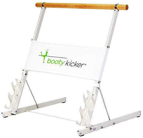 Booty Kicker – Home Fitness Übungsstange, flach zusammenklappbar, tragbar, verstaubar, starkes eckiges Design zum Drücken, Ziehen, Balance- und Ballettübungen, Holz, Stahl, Nickel, perfekt für
