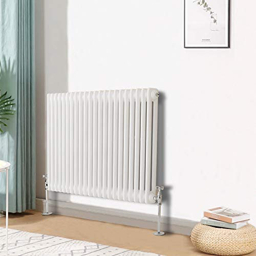 Blümme Traditional Horizontal Cast Iron Radiator Central Heating Radiators White Double Column 600 x 1010mm