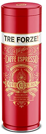 TRE FORZE! Espresso Caffè 500g in hochwertiger Dose - Espresso Bohnen Traditionelle Röstung über Olivenholzfeuer In Handarbeit - Premium Kaffeebohnen für Vollautomat und Siebträger