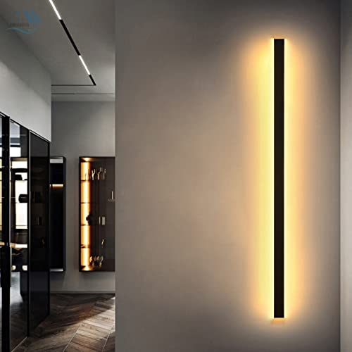 HMAKGG LED Lange Wandleuchte Innen Schwarz, Wandlampe Treppenhaus Moderne 3 Farbtemperatur Flur Beleuchtung, Lampe Wand Up Down Wandbeleuchtung 26W Metall Flurlampe, für Wohnzimmer Schlafzimmer, 120cm