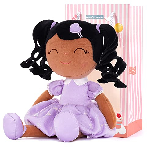Gloveleya Baby Puppe Geschenke Plüsch Lockiges Haar Mädchen Spielzeug Mit Liebe 16 lila gebräunte Haut