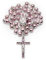 Mondo Cattolico - Rosario Católico del Sagrado Corazón de Jesús con Cuentas de Plata 925 Decoradas con Flores (Rosa)