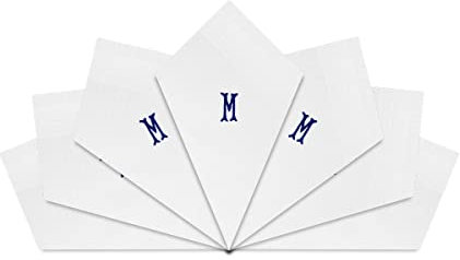 Warwick & Vance Taschentücher für Herren und Herren, Satin, mit blauen gestickten Initialen, 7 Stück, M, 40cm x 40cm