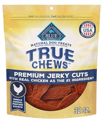 Blue Buffalo True Chews Premium Jerky Cuts Dog Treats, Made in the USA with Natural Ingredients, Chicken, 32-oz Bag