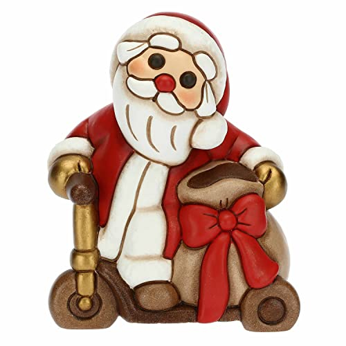THUN - Weihnachten 2022 - Weihnachtsmann auf Scooter aus Keramik von Hand dekoriert - Geschenkidee Weihnachten 2022-8x6x10,5 cm h