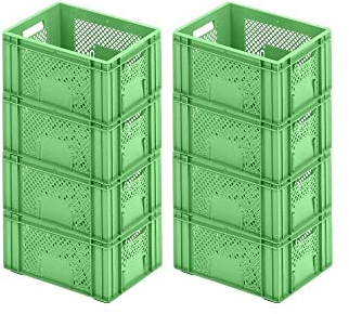 PROREGAL CHEFGASTRO SuperSparSet 8x Eurobehälter Obst- und Gemüsekasten | HxBxT 19x30x40cm | 18 Liter | Grün | Obst-Gemüsekiste, Obstkorb, Transportbox