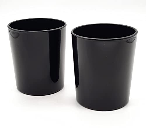 QAT - 2 Stück XXL Schwarze Kerzengläser 320 ml zum Kerzen Gießen inkl. Docht, zur Kerzenherstellung, DIY Kerzen, Duftkerzen und dekorative Tischdeko