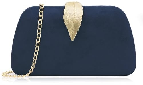 Milisente Clutch Bags For Women Suede Party Evening Bag Bridal Clutches (Navy Blue)