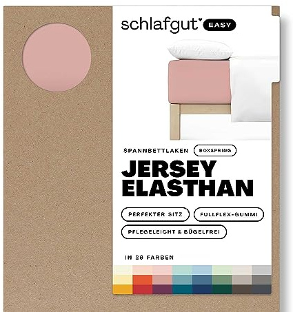 Schlafgut Easy Jersey Elasthan Boxspring Spannbettlaken 120x200 bis 130x220 Purple Mid, Spannbetttuch aus superweicher Baumwolle mit Elasthan