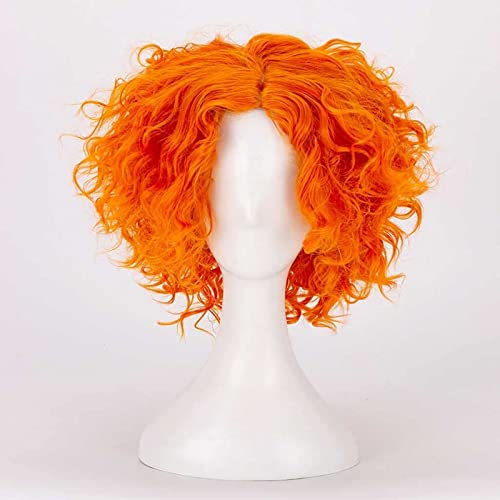 CHALKSEA Anime Cosplay Perücke, Mad Hatter Perücke, Short Messy Curly Orange Perücke, Mit Kostenloser Perückenkappe, Für Party Alltag Halloween Perücke Cosplay, Anime-Fan-Geschenk