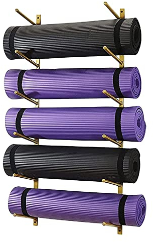 MObyat Yogamattenhalter 6-teiliges Yogamatten-Aufbewahrungsregal, Wandhalterung, Yogamatten-Halter, multifunktionaler Wandhalter, Aufbewahrungsregal für Heim-Fitnessgeräte Yoga-Aufbewahrungshalter