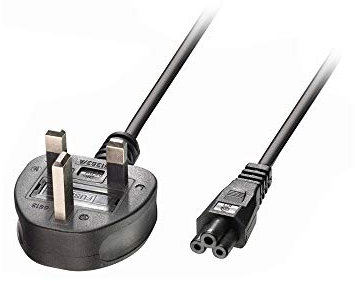 New Mains 3 Pin AC C5 Power Cable for Laptop, 1M Cloverleaf Power Cord Lead Compatible with Acer, Dell, HP, Sony, Delta, Lenovo, ThinkPad, IdeaPad, Yoga, Edge, Asus Rog, Trio, LG - 1 METER CABLE