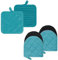 Oven Mitts and Pot Holders Set, Pack of 4, Heat Resistant Silicone Kitchen Mini Oven Mittens for 500 Degrees, Mini Oven Gloves and Hot Pads for Baking Grilling Barbecue Microwave Machine Washable