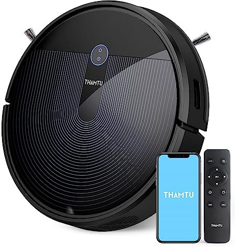 Thamtu G11Lite Saugroboter mit 2800 Pa Saugkraft,150 Min Laufzeit, APP Steuerung,Staubsauger Roboter WLAN optimiert für Teppich Tierhaare Hartböden, Roboterstaubsauger mit Ladestation, Fernbedienung