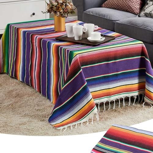Liseng Manta Mexicana Sarape Picnic Manta Manta de Mesa Manta Caliente Barra para Yoga Fiesta, 150 x 215 cm (150 x 215 cm Iris)