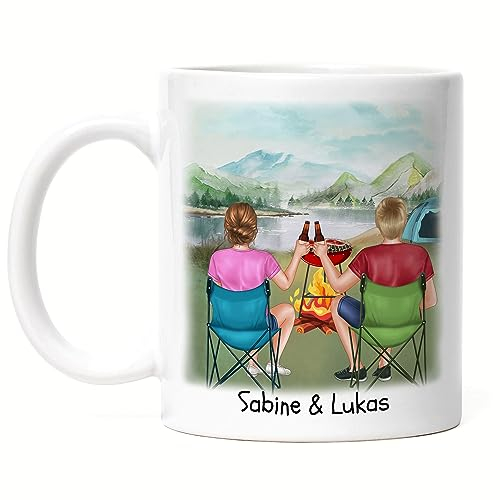 Kiddle-Design Camping Tasse Pärchen Paar Zelten Wohnmobil Womo Van Camper Wohnwagen Personalisiert Geschenk für Camper mit Name