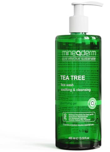 Mineaderm Tea Tree Face & Body Wash – Sanftes Reinigungsgel mit Teebaumöl & Aloe Vera – Gegen Akne, Hautunreinheiten & Körpergeruch – Reguliert Sebum & Spendet Feuchtigkeit, 400 ml