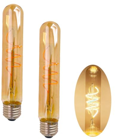 BAISHICHENG 2 Stück E27 T30 185mm Lange Röhren LED Lampe Edison Retro Vintage Dekorative Röhren Glühbirnen 4W(40W Halogenlampe Ersetzen) E27 Filament LED Lampen Warmweiß 2700K AC220-240V Dimmbar