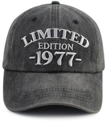 Xullaxth Limitierte Auflage 1970 1971 1972 1973 1974 1975 1976 1977 1978 1979 Mütze für Herren und Damen, verstellbare Baseballkappe aus Baumwolle, 1977, Schwarz, Einheitsgröße