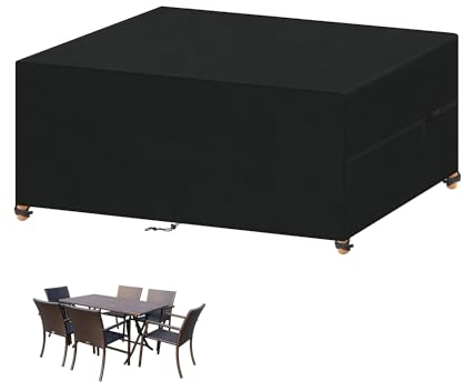 VANSHEIM Housse Protection Mobilier de Jardin Housse Salon de Jardin Exterieur Housse Protection Table Jardin Impermeable Bâche Table Jardin 420D Tissu Oxford Housse de Protection 140x90x75cm