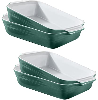 KHG Auflaufform klein 1 Person 4er Set in Türkis, Ofenform 22 cm mit 0,5 Liter, Backform aus Keramik Steingut für Lasagne Tiramisu & Co., Lasagneform rechteckig & kratzfest