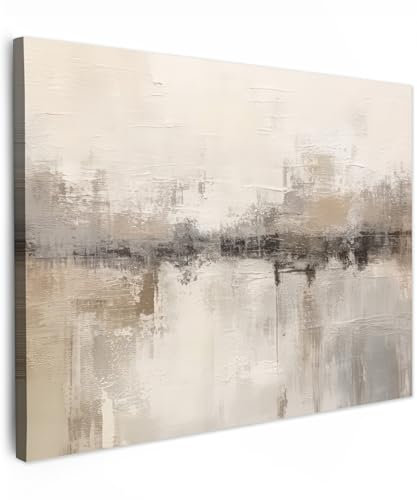 MuchoWow© Leinwand Bilder 70x50 cm Wanddeko Wohnzimmer Aesthetic Room Decor Deko Zimmer Wandbilder Modern Bild auf Leinwand Moderne Kunst - Abstrakt - Beige