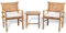 ShCuShan 3-TLG. Bistro-Set mit Auflagen TerassenmöBel AußEn Sitzgruppe Garten Bistro Set Outdoor Balkonset Bambus