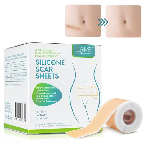Pansement Silicone Cicatrice, Feuilles de cicatrice en silicone(1,6x60-1.5M), Feuilles de silicone pour cicatrices, Pour les Cicatrices Causées par Césarienne, Chirurgie, Brûlures, Réutilisables