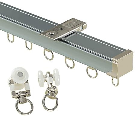 Einzel-Deckenvorhangschiene, Aluminium-Wandvorhangschienensystem, 1–4 m Decken-Vorhangschiene Gardinenschiene Deckenhalterung für Vorhangschiene Fenster Raumteiler Wohnmobil, 5 Farben