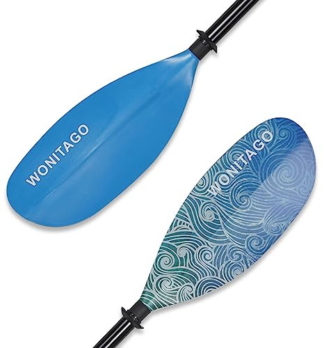 WONITAGO Kajakpaddel mit Legierungsschaft und PP-Klinge, schwimmende Kajak-Ruder, verstellbar 210-230cm/82-90 Zoll, Wave Blue