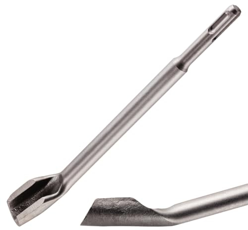 Rennie Tools SDS Gouge Chisel, 22mm Wide x 250mm Long, Hollow Chisel for Channeling Concrete. for Use On Bricks, Concrete, Marble and Hard Stone. Angled SDS Chisel for SDS Plus & Standard SDS Drills