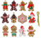 SIENON 12 Stück Lebkuchen Ornamente für Weihnachtsbaum Dekorationen, 7.5cm niedlich Kunststoff hängenden Lebkuchen Figuren, Weihnachten Indoor Home Decor für Festival Urlaub Geburtstag Party Supplies