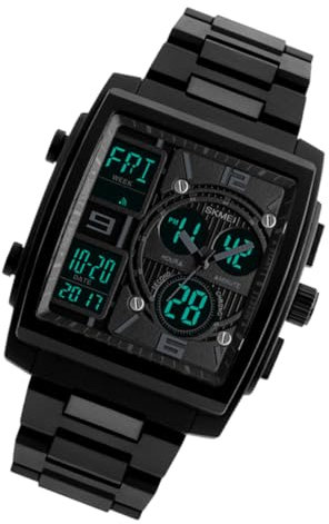 AOKWAWALIY Reloj Deportivo Cuadrado para Hombre Reloj Analógico con Pantalla Digital Diseño Elegante Color