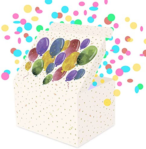FETTIPOP Geschenkbox DIY, Geschenkkartons Explodierende Konfetti (Aquarellballons) 18,5x14x11 cm, Überraschung Explosion Box Pop Up mit Wow-Effekt