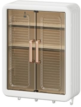 Armoire murale de salle de bain en plastique avec 2 portes, transparent, léger, étagère réglable, pour salle de bain, toilettes, chambre à coucher, salon