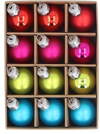 Gisela Graham Weihnachtskugeln in Miniaturform, leuchtende Farben, 12 Stück